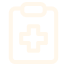 Icono de bloc de notas con cruz médica dentro